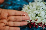Bone Stud, handmade with Sustainable Silver, Hand Shot Zoom