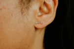 Bone Stud, handmade with Sustainable Silver, Model Shot