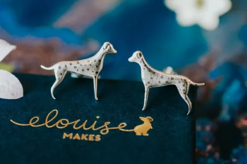 Dalmatian Dog Cufflinks, handmade with Sustainable Silver, Box Shot