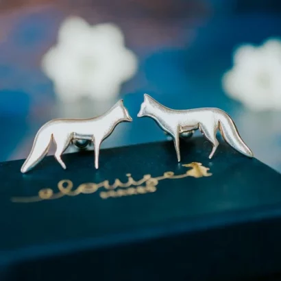 Fox Cufflinks, handmade with Sustainable Silver, Box Shot