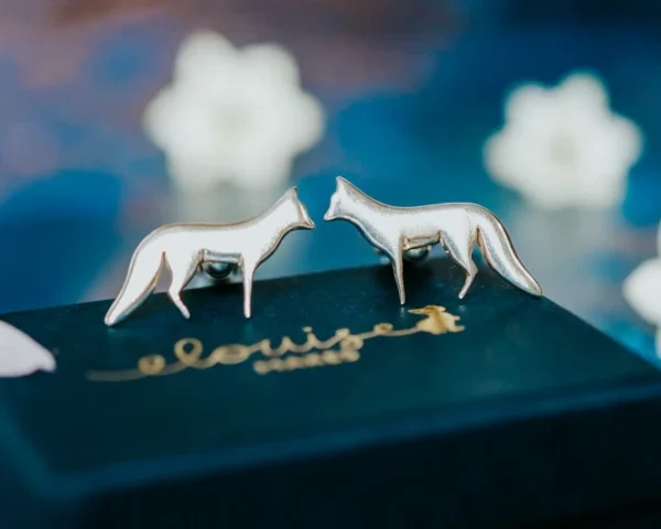 Fox Cufflinks, handmade with Sustainable Silver, Box Shot