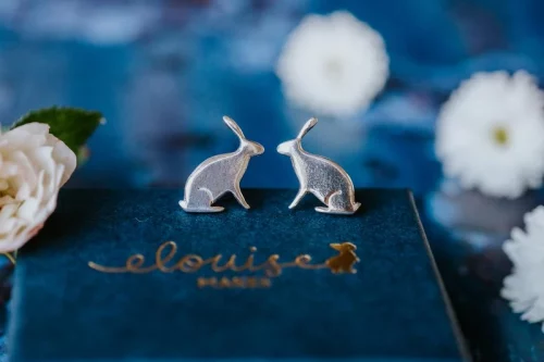 Hare Cufflinks, handmade with Sustainable Silver, Box Shot