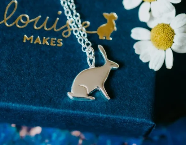 Hare Necklace, handmade with Sustainable Silver, Box Shot