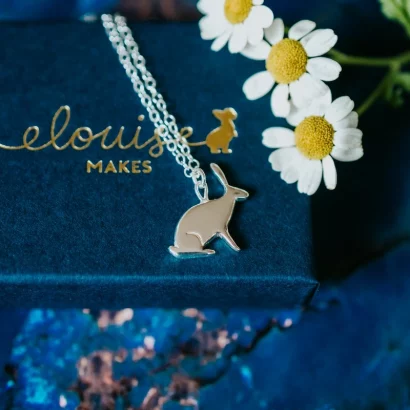 Hare Necklace, handmade with Sustainable Silver, Box Shot Zoom
