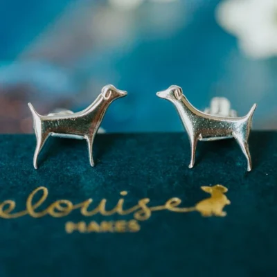 Jack Russell Dog Cufflinks, handmade with Sustainable Silver, Box Shot