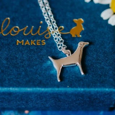 Jack Russell Dog Necklace, handmade with Sustainable Silver, Box Shot