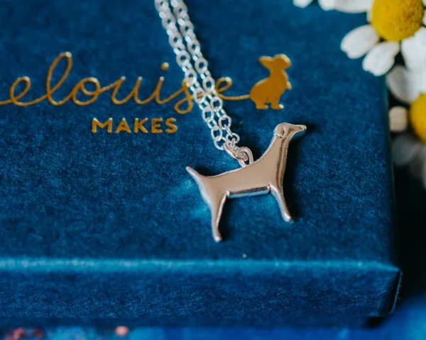 Jack Russell Dog Necklace, handmade with Sustainable Silver, Box Shot