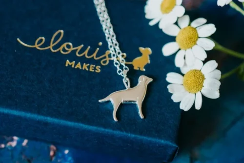 Labrador Dog Necklace, handmade with Sustainable Silver, Box Shot
