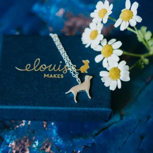 Labrador Dog Necklace, handmade with Sustainable Silver, Box Shot Zoom