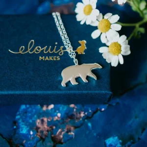 Polar Bear Necklace, handmade with Sustainable Silver, Box Shot Zoom