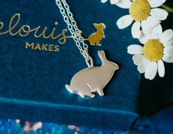 Rabbit Necklace, handmade with Sustainable Silver, Box Shot