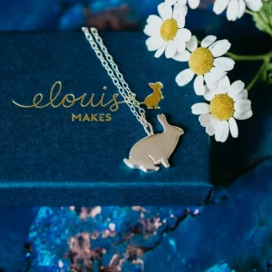 Rabbit Necklace, handmade with Sustainable Silver, Box Shot Zoom