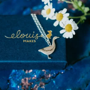 Snow Goose Necklace, handmade with Sustainable Silver, Box Shot Zoom