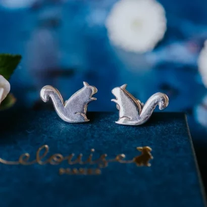 Squirrel Cufflinks, handmade with Sustainable Silver, Box Shot
