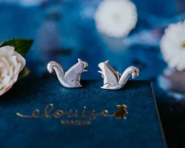 Squirrel Cufflinks, handmade with Sustainable Silver, Box Shot