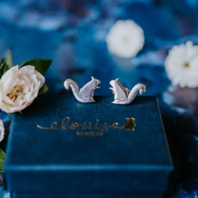 Squirrel Cufflinks, handmade with Sustainable Silver, Box Shot Zoom