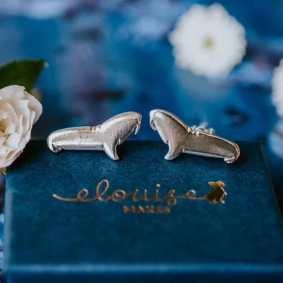 Walrus Cufflinks, handmade with Sustainable Silver, Box Shot