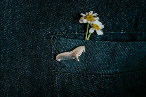 Walrus Pin, handmade with Sustainable Silver, Model Shot