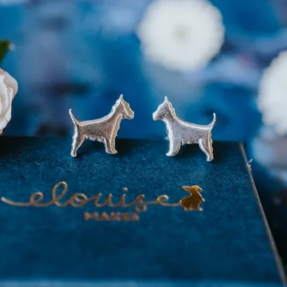Westie Dog Cufflinks, handmade with Sustainable Silver, Box Shot