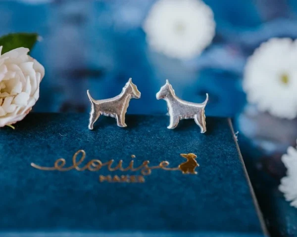 Westie Dog Cufflinks, handmade with Sustainable Silver, Box Shot