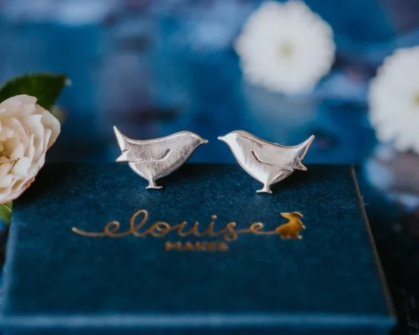 Wren Cufflinks, handmade with Sustainable Silver, Box Shot