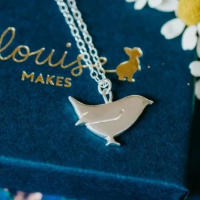Wren Necklace, handmade with Sustainable Silver, Box Shot