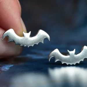 Bat Cufflinks in Hand, Handmade from Sterling Silver Zoomed