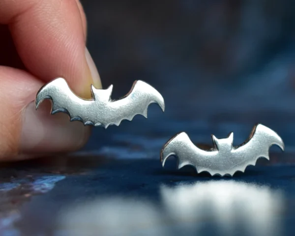 Bat Cufflinks in Hand, Handmade from Sterling Silver Zoomed