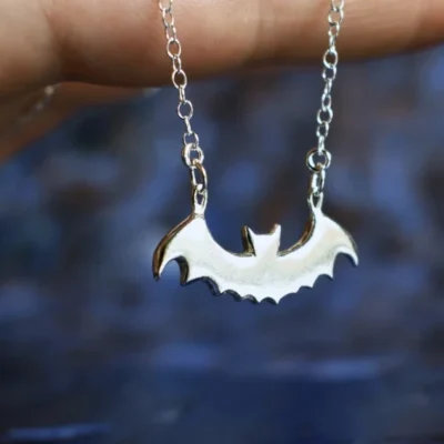 Bat Necklace, Handmade from Sterling Silver Zoomed