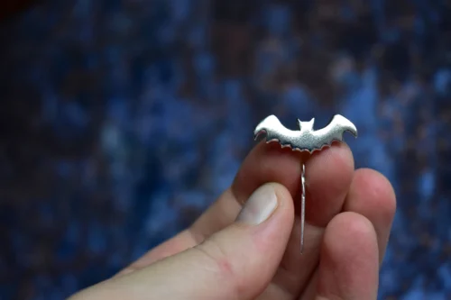 Bat Pin, Handmade from Sterling Silver