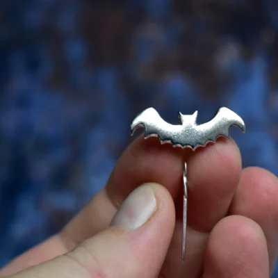 Bat Pin, Handmade from Sterling Silver
