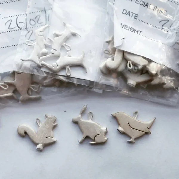 solid silver casts made using the lost wax casting method